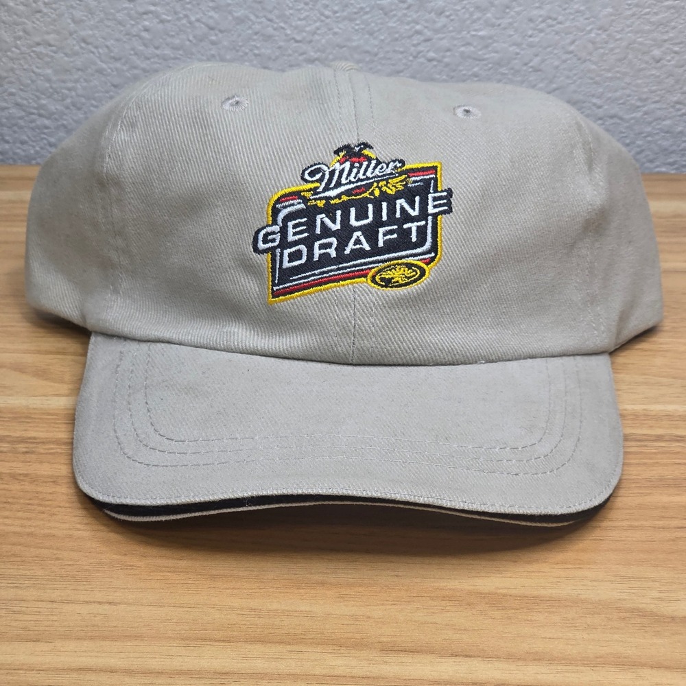 Miller Genuine Draft Baseball Hat One Size Tan Strapback Embroidered Dad Cap MGD